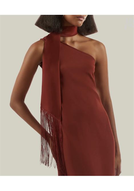 Brown one-shoulder scarf neckline Caroline dress Taller marmo  - women TALLER MARMO | TMPS2505707